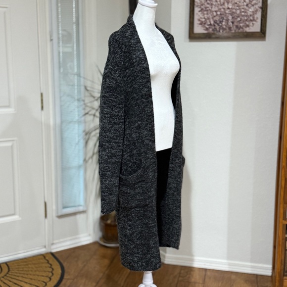 ZARA Knit Black-Grey Open Front Long Cardigan – Oversized S - Picture 2 of 6